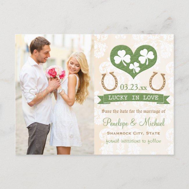 Horseshoe And Shamrock Save The Date Announcement Post