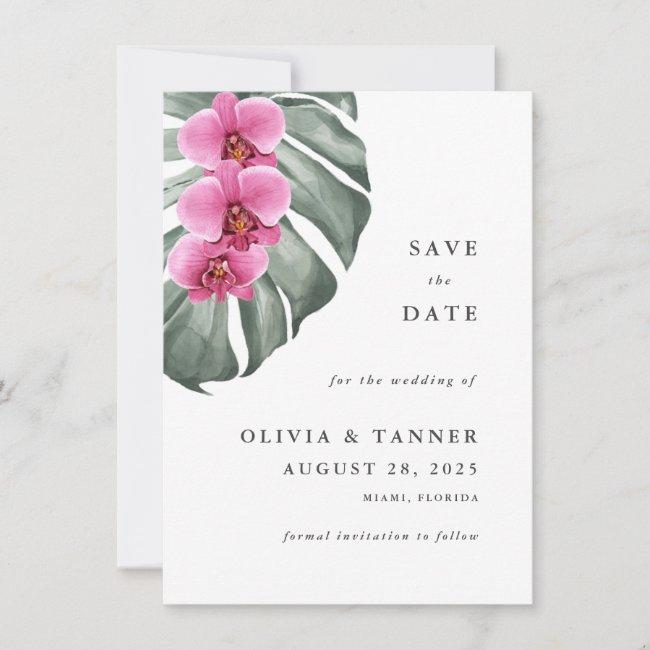 Hot Pink Orchids Tropical Paradise Save The Date