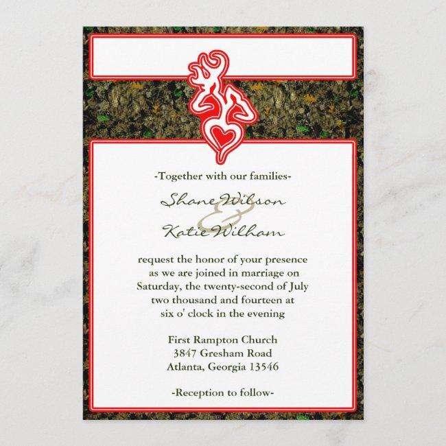 Hunting Camo Red Custom Outline Color Invite