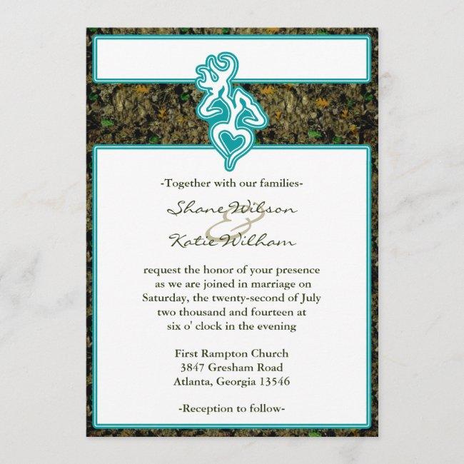 Hunting Camo Turquoise Custom Outline Color Invite