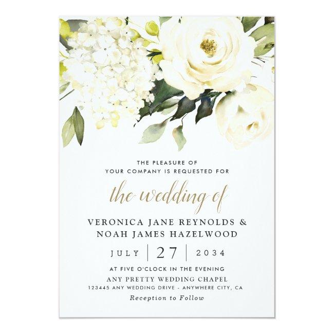 Hydrangea Elegant White Gold Rose Floral Wedding