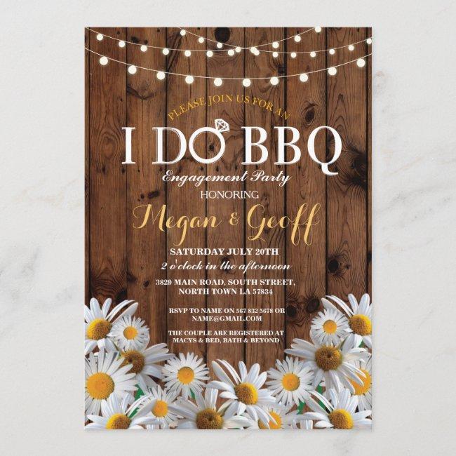 I Do Bbq Daisy Floral Engagement Rustic Invite