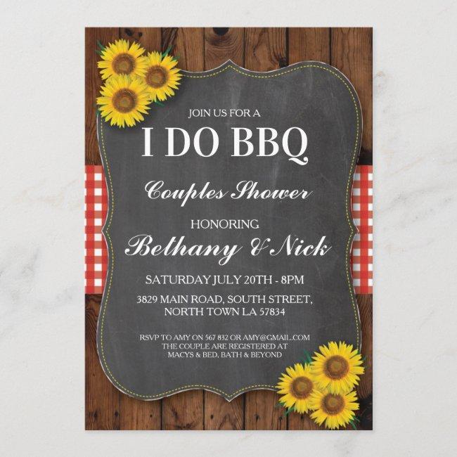 I Do Bbq Engagement Sunflower Rustic Red Invite