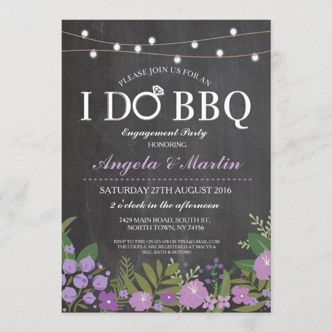 I Do Bbq Purple Chalk Couples Shower Invite