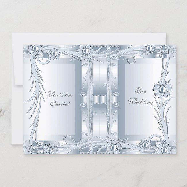 Wedding Silver Blue Art Deco Floral