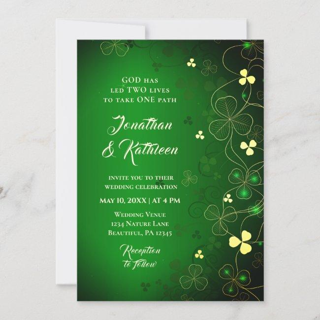 Irish Golden Leaf Clover Design Wedding Blessing
