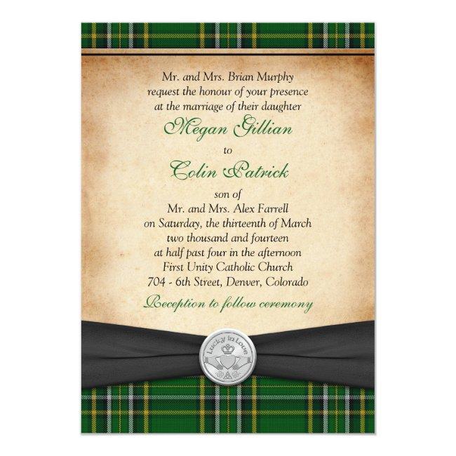 Irish Tartan Celtic Claddagh Lucky In Love Wedding
