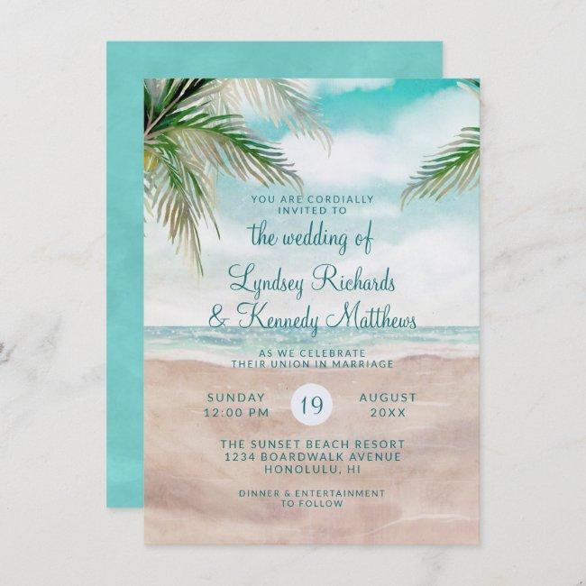 Island Breeze Palm Trees Beach Scene Wedding