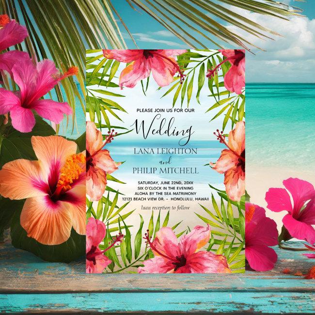 Island Paradise Tropical Palm & Hibiscus Wedding