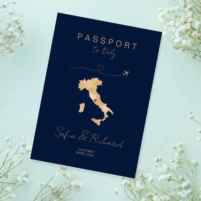 Italy Wedding Destination Passport World Map