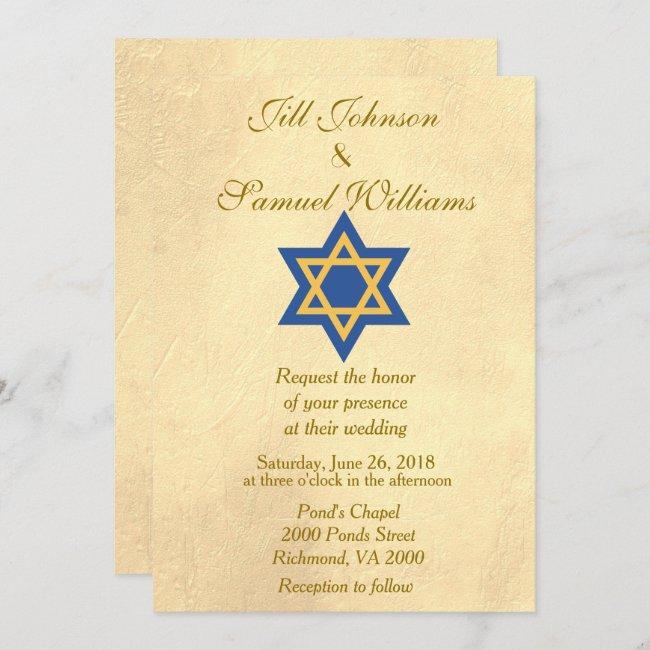 Jewish Blue And Gold Star Of David Wedding