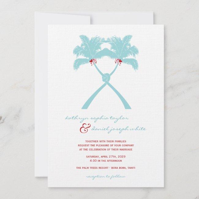 Knotted Palm Trees Hearts Tropical Beach Wedding