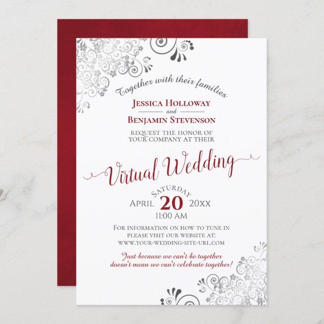 Lacy Silver Elegant Red & White Virtual Wedding