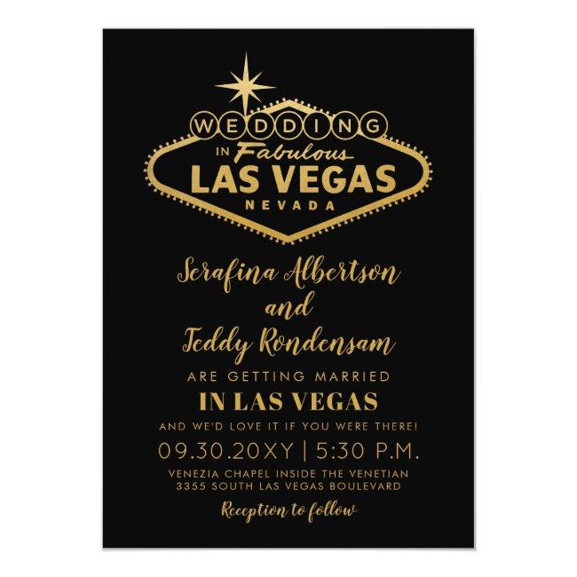 Las Vegas Sign In Gold Wedding