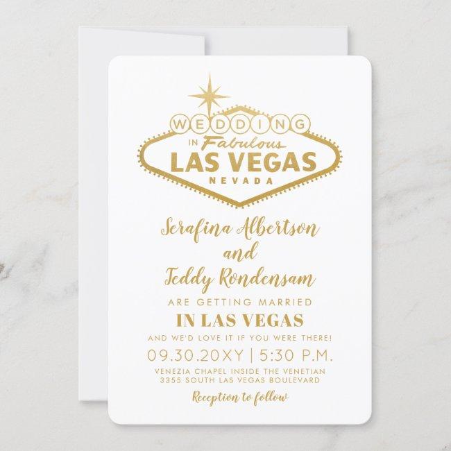 Las Vegas Sign In Gold White Wedding