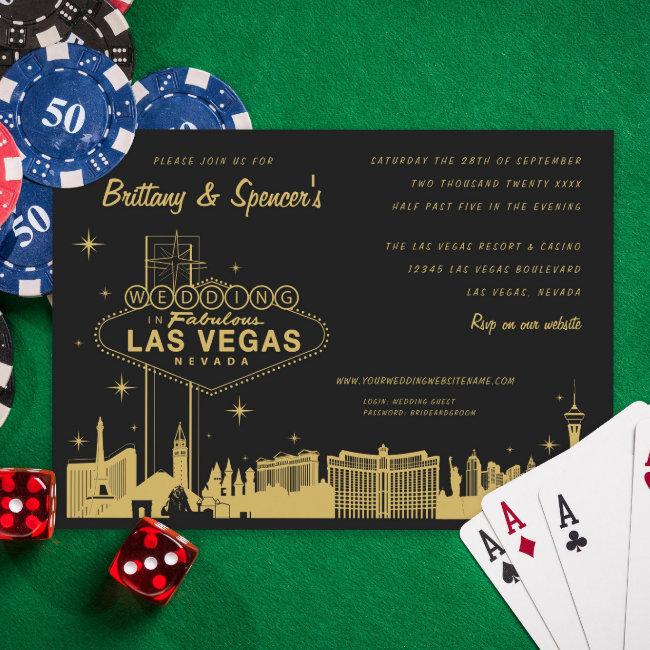 Las Vegas Strip Black And Gold Wedding
