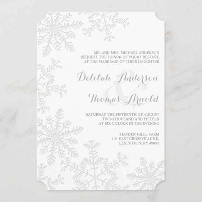 Laser-cut Snowflakes Elegant Winter Wedding Invite