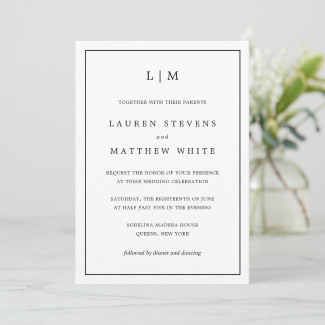 Lauren Black And White Monogram Elegant Wedding