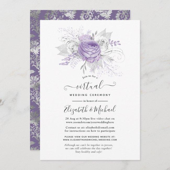 Lavender And Silver Floral Virtual Wedding