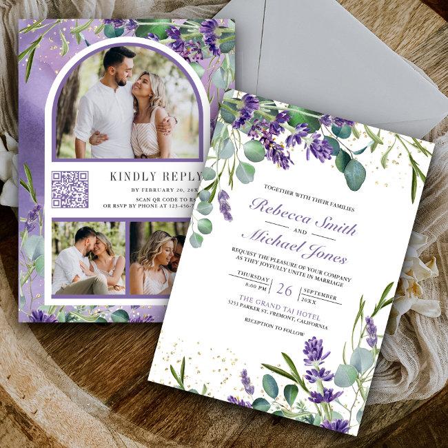 Lavender Eucalyptus Photo Collage Qr Code Wedding