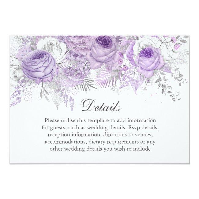 Lavender Purple Silver Flower Wedding Details