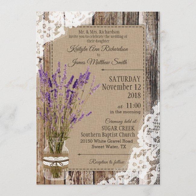 Lavender Wood Lace Rustic Wedding
