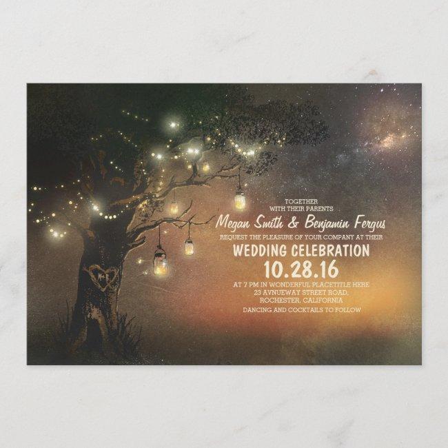 Lights Tree & Mason Jars Rustic Wedding