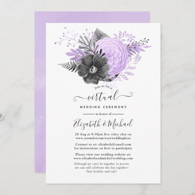 Lilac And Charcoal Floral Online Virtual Wedding