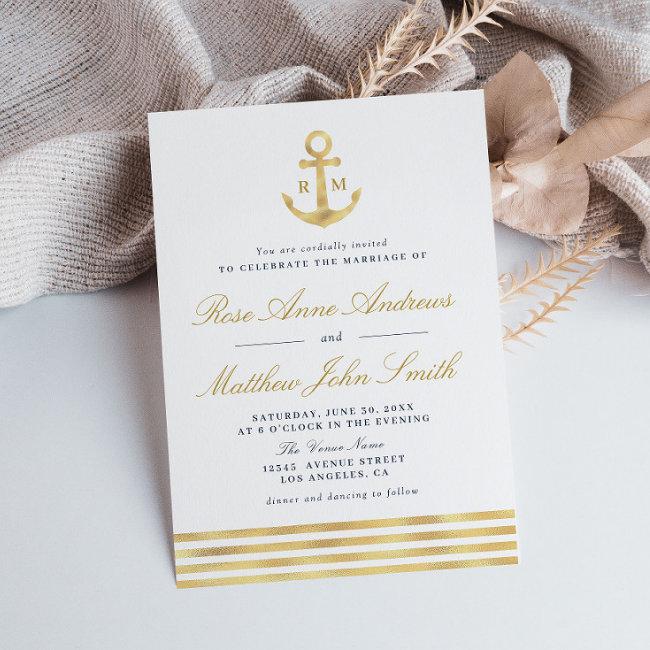 Love By The Sea Gold Anchor Nautical Navy Wedding