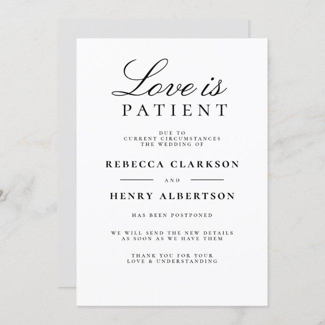 Love Is Patient Black & White Wedding Announcement