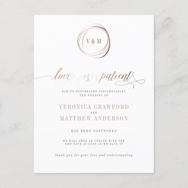 Love Is Patient Rose Gold Wedding Change Of Plans  Post