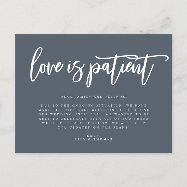 Love Is Patient Wedding Postponement Announcement Post
