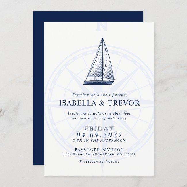 Love Sets Sail | Nautical Wedding Solid Navy