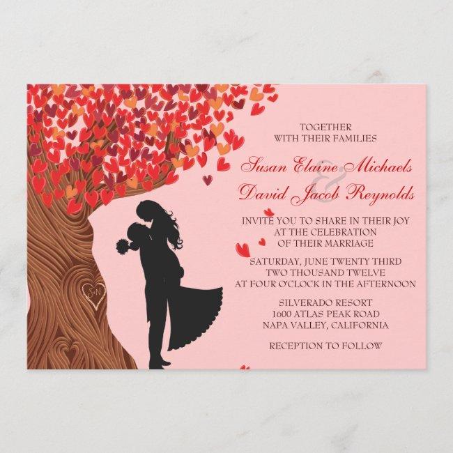 Loving Couple Initials Oak Tree Fall Wedding