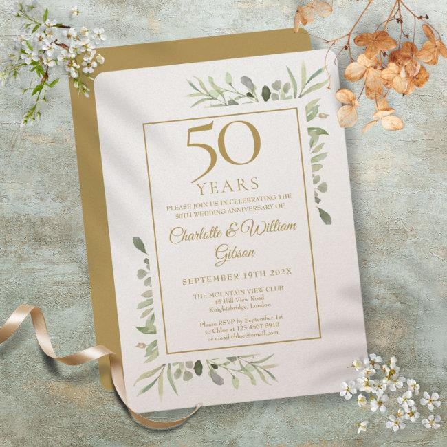 Luxury 50th Golden Wedding Anniversary Greenery