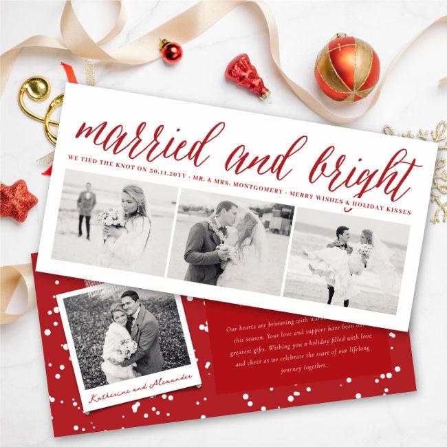 Married And Bright 3 Photo Collage Modern Wedding Holiday