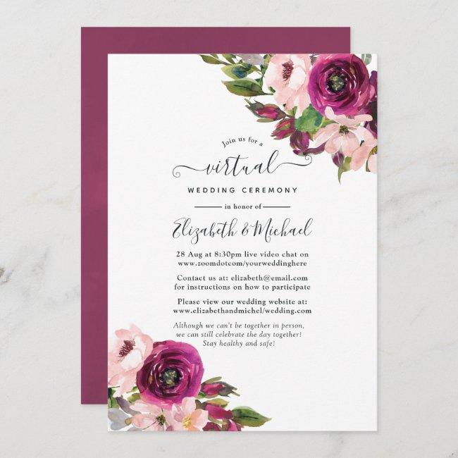 Marsala And Blush Floral Online Virtual Wedding