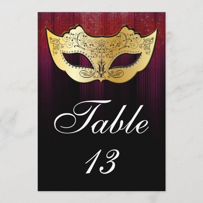 Masquerade Table Number Card