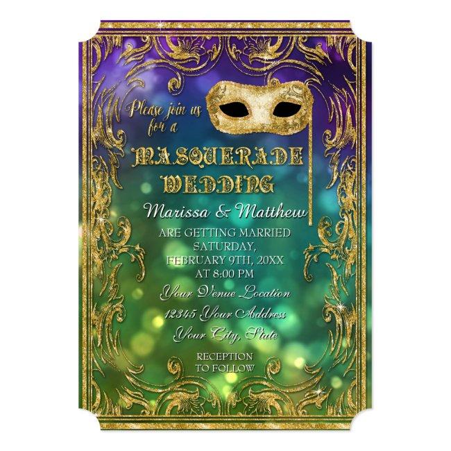 Masquerade Wedding Antique Vintage Mask Bokeh Gold