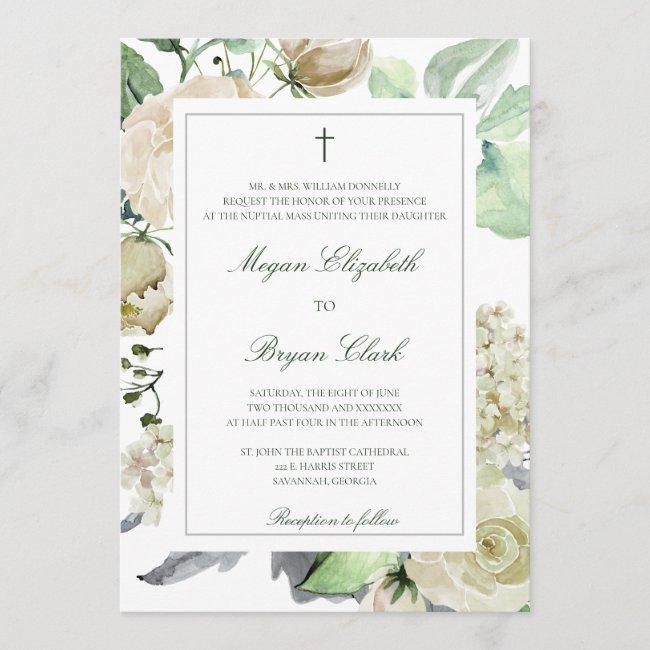Megan Catholic Floral Watercolor Greenery Wedding