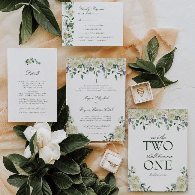 Megan White Roses & Greenery Catholic Wedding