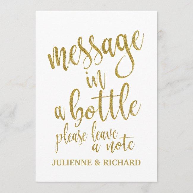Message In A Bottle Gold Affordable Wedding Sign