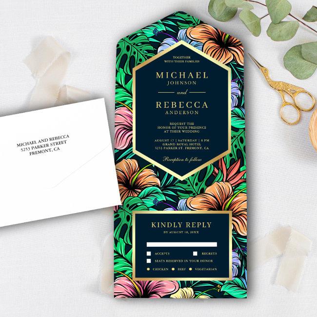 Midnight Tropical Vibrant Floral Garden Wedding All In One
