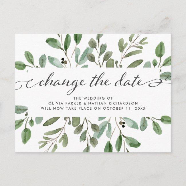 Minimalist Foliage | Wedding Change The Date Announcement Post
