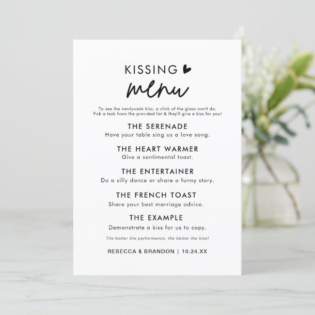 Minimalist Modern Wedding Kissing Menu