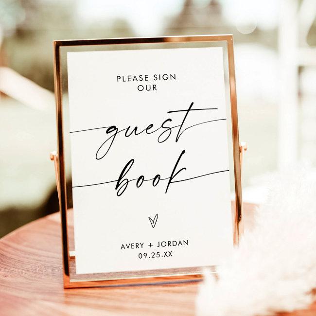 Minimalist Wedding Guest Book Sign, Modern Wedding
