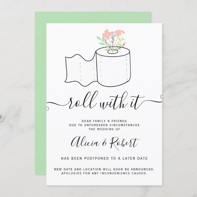 Mint Floral Wedding Postponed Roll With It