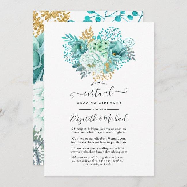 Mint Watercolor Floral Online Virtual Wedding