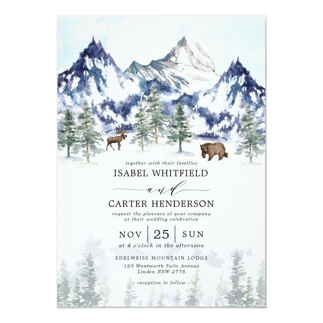 Misty Mountain Watercolor Winter Forest Wedding
