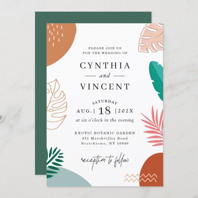Modern Abstraction Tropical Leaves Summer Wedding